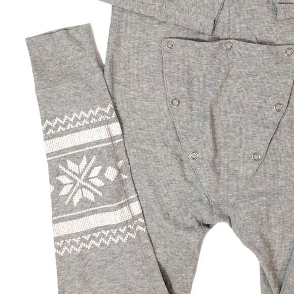 VS PINK Thermal Onesie Pajama M Grey Fair Isle Drop Seat 2016 Limited Rare - Picture 9 of 12